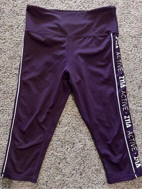 ZYIA Plum Capri with Side 'ACTIVE' Logo Tape